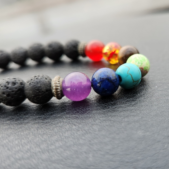 Lava Rock - Rainbow Beaded Bracelet - Picture 2 of 7